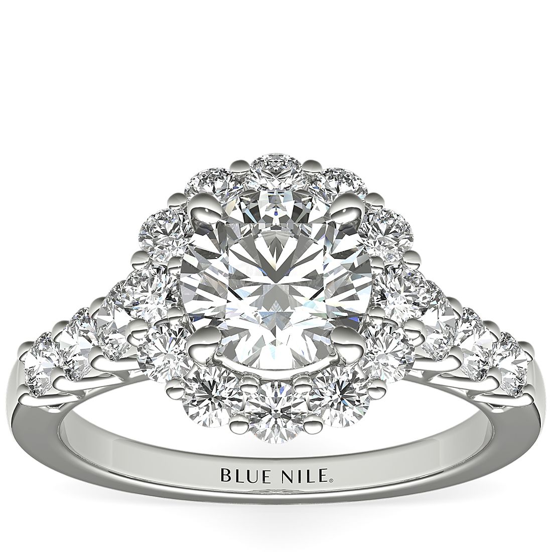 Royal Crown Halo Diamond Engagement Ring in Platinum